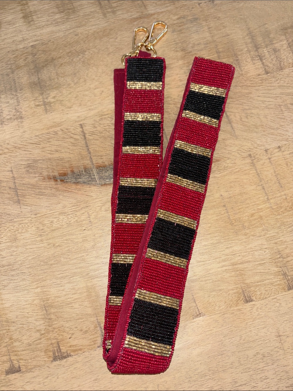 Caroline Hill Beaded Bag Strap Garnet Black & Gold NWOT FSU Florida State Noles - Picture 3 of 4